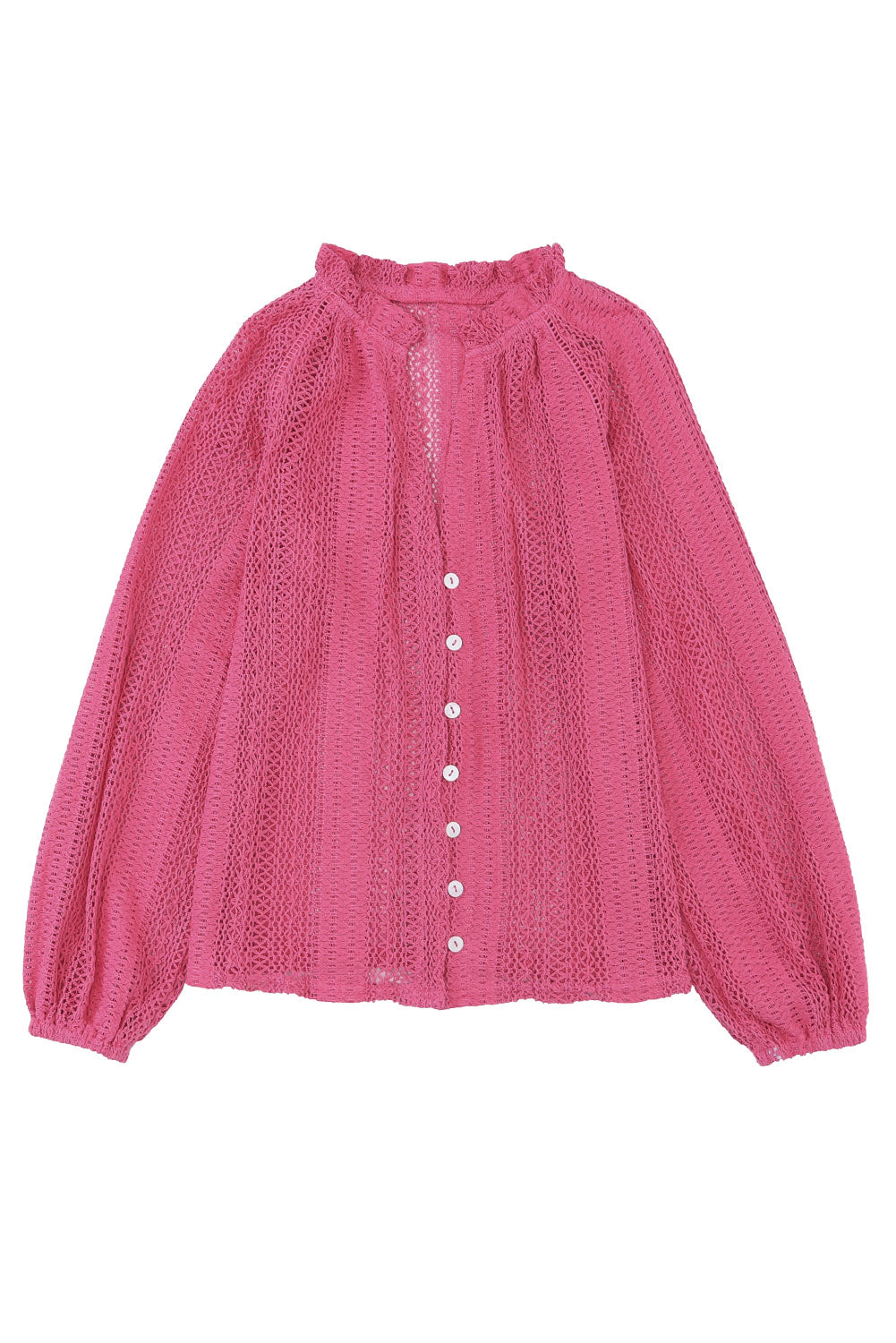 Rose V-Neck Long Sleeve Button Up Lace Shirt