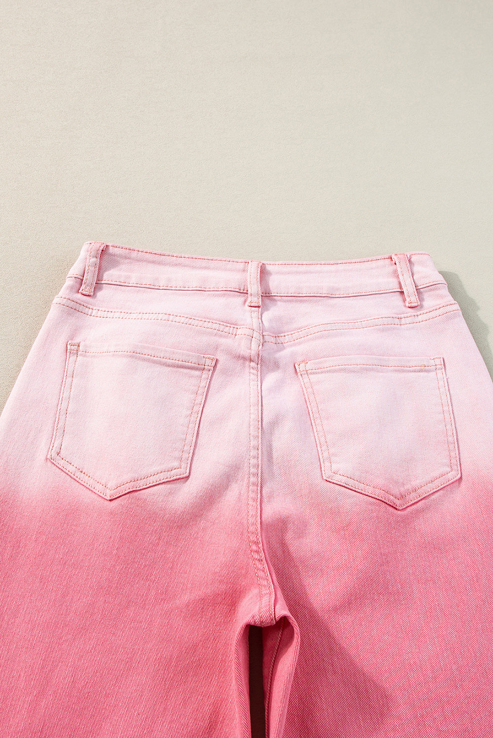 Pink Scattering Rhinestone Gradient Denim Pants